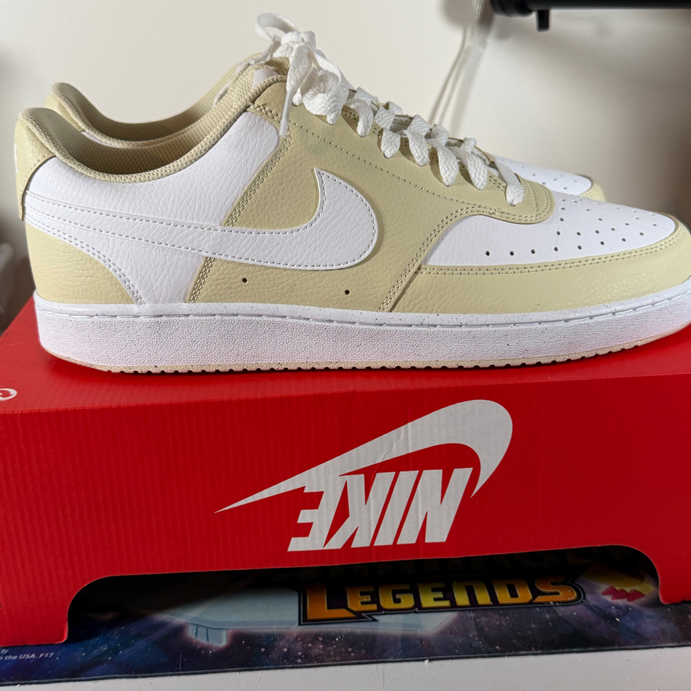 Nike Court Vision Low Next Nature LT Khaki White Mens Size 12 HM9862-200